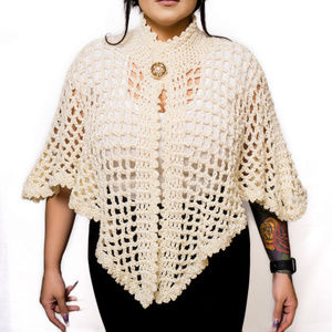 Cape, Shawl, Stole shawl, Ivory Gold Color